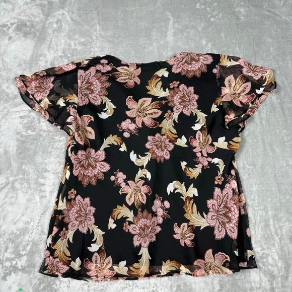 Lauren‎ Ralph Lauren Georgette Top XL Printed Flutter Sleeve - Picture 7 of 11